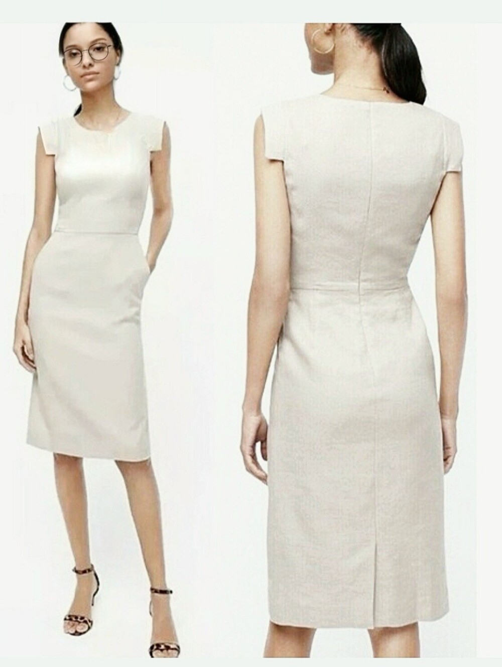 J. Crew Resume dress Linen Blend Sz.10P Like New Grey Flax